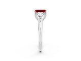 White gold Three-Stone Emerald Cut Cut Diamond Ring with Trillion Side Stones and Four-Prong Setting_2
