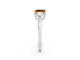 White gold Three-Stone Emerald Cut Cut Diamond Ring with Trillion Side Stones and Four-Prong Setting_2