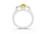White gold Three-Stone Emerald Cut Cut Diamond Ring with Trillion Side Stones and Four-Prong Setting_3