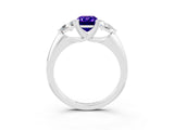 White gold Three-Stone Emerald Cut Cut Diamond Ring with Trillion Side Stones and Four-Prong Setting_3