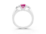 White gold Three-Stone Emerald Cut Cut Diamond Ring with Trillion Side Stones and Four-Prong Setting_3