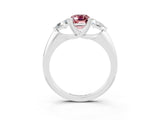 White gold Three-Stone Emerald Cut Cut Diamond Ring with Trillion Side Stones and Four-Prong Setting_3
