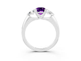 White gold Three-Stone Emerald Cut Cut Diamond Ring with Trillion Side Stones and Four-Prong Setting_3