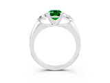 White gold Three-Stone Emerald Cut Cut Diamond Ring with Trillion Side Stones and Four-Prong Setting_3