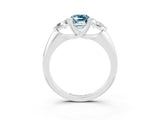 White gold Three-Stone Emerald Cut Cut Diamond Ring with Trillion Side Stones and Four-Prong Setting_3