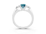 White gold Three-Stone Emerald Cut Cut Diamond Ring with Trillion Side Stones and Four-Prong Setting_3