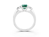 White gold Three-Stone Emerald Cut Cut Diamond Ring with Trillion Side Stones and Four-Prong Setting_3