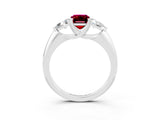 White gold Three-Stone Emerald Cut Cut Diamond Ring with Trillion Side Stones and Four-Prong Setting_3