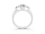 White gold Three-Stone Emerald Cut Cut Diamond Ring with Trillion Side Stones and Four-Prong Setting_3