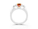 White gold Three-Stone Emerald Cut Cut Diamond Ring with Trillion Side Stones and Four-Prong Setting_3