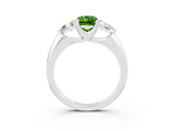 White gold Three-Stone Emerald Cut Cut Diamond Ring with Trillion Side Stones and Four-Prong Setting_3
