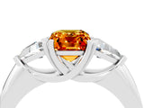 White gold Three-Stone Emerald Cut Cut Diamond Ring with Trillion Side Stones and Four-Prong Setting_4