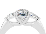 White gold Three-Stone Emerald Cut Cut Diamond Ring with Trillion Side Stones and Four-Prong Setting_4