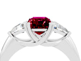 White gold Three-Stone Emerald Cut Cut Diamond Ring with Trillion Side Stones and Four-Prong Setting_4