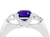 White gold Three-Stone Emerald Cut Cut Diamond Ring with Trillion Side Stones and Four-Prong Setting_4