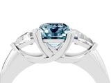 White gold Three-Stone Emerald Cut Cut Diamond Ring with Trillion Side Stones and Four-Prong Setting_4