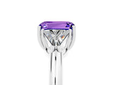 White gold Three-Stone Emerald Cut Cut Diamond Ring with Trillion Side Stones and Four-Prong Setting_5