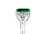 White gold Three-Stone Emerald Cut Cut Diamond Ring with Trillion Side Stones and Four-Prong Setting_5