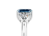 White gold Three-Stone Emerald Cut Cut Diamond Ring with Trillion Side Stones and Four-Prong Setting_5