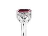 White gold Three-Stone Emerald Cut Cut Diamond Ring with Trillion Side Stones and Four-Prong Setting_5