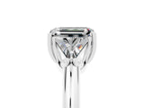 White gold Three-Stone Emerald Cut Cut Diamond Ring with Trillion Side Stones and Four-Prong Setting_5