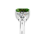 White gold Three-Stone Emerald Cut Cut Diamond Ring with Trillion Side Stones and Four-Prong Setting_5