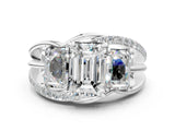 White gold Three-Stone Emerald Cut Cut Diamond Split Shank Prong Set Ring_19