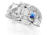 White gold Three-Stone Emerald Cut Cut Diamond Split Shank Prong Set Ring_20
