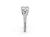 White gold Three-Stone Emerald Cut Cut Milgrain Pavé Engagement Ring_21