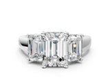 White gold Three-Stone Emerald Cut Cut Solitaire Ring with Classic Prong Setting_115