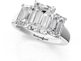 White gold Three-Stone Emerald Cut Cut Solitaire Ring with Classic Prong Setting_116