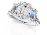 White gold Three-Stone Emerald Cut Diamond Braided Band Ring with Four-Prong Setting_104