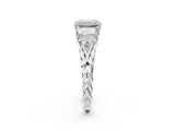 White gold Three-Stone Emerald Cut Diamond Braided Band Ring with Four-Prong Setting_106
