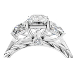 White gold Three-Stone Emerald Cut Diamond Braided Band Ring with Four-Prong Setting_108