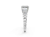 10K White Gold Three-Stone 1.60 Carat D VS1 Emerald Diamond Braided Band Ring with Four-Prong Setting