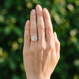 White gold Three-Stone Emerald Cut Diamond Cathedral Engagement Ring with Prong Setting_6