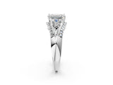 White gold Three-Stone Emerald Cut Diamond Engagement Ring with Pave Band and Prong Setting_20