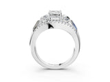 White gold Three-Stone Emerald Cut Diamond Engagement Ring with Pave Band and Prong Setting_21