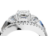 White gold Three-Stone Emerald Cut Diamond Engagement Ring with Pave Band and Prong Setting_22