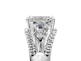 White gold Three-Stone Emerald Cut Diamond Engagement Ring with Pave Band and Prong Setting_23