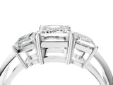 White gold Three-Stone Emerald Cut Diamond Engagement Ring with Prong Setting on a White Gold Band_10