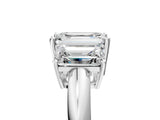 White gold Three-Stone Emerald Cut Diamond Engagement Ring with Prong Setting on a White Gold Band_11