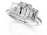 White gold Three-Stone Emerald Cut Diamond Engagement Ring with Prong Setting on a White Gold Band_43