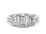 White gold Three-Stone Emerald Cut Diamond Engagement Ring with Prong Setting on a White Gold Band_6