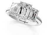 White gold Three-Stone Emerald Cut Diamond Engagement Ring with Prong Setting on a White Gold Band_7