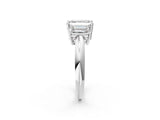 White gold Three-Stone Emerald Cut Diamond Engagement Ring with Prong Setting on a White Gold Band_8