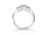 White gold Three-Stone Emerald Cut Diamond Engagement Ring with Prong Setting on a White Gold Band_9