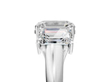 White gold Three-Stone Emerald Cut Diamond Engagement Ring with Prong Setting_12