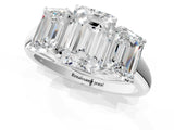 White gold Three-Stone Emerald Cut Diamond Engagement Ring with Prong Setting_8