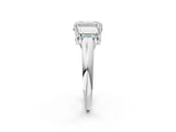 White gold Three-Stone Emerald Cut Diamond Engagement Ring with Prong Setting_9